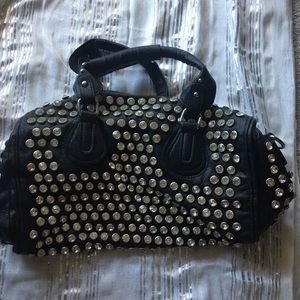 Leather purse with rhinestones